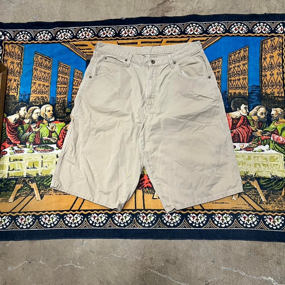 Ralph Lauren carpenter shorts Size 32 Embroidered leather tab Baggy wide leg y2k - Picture 6 of 7